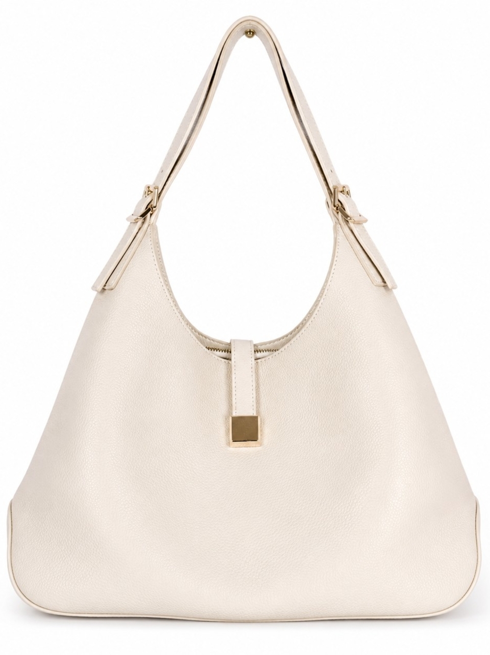 Isabelle Cream Ivory Hobo Shoulder Bag Gold Hardware Faux Leather NWOT